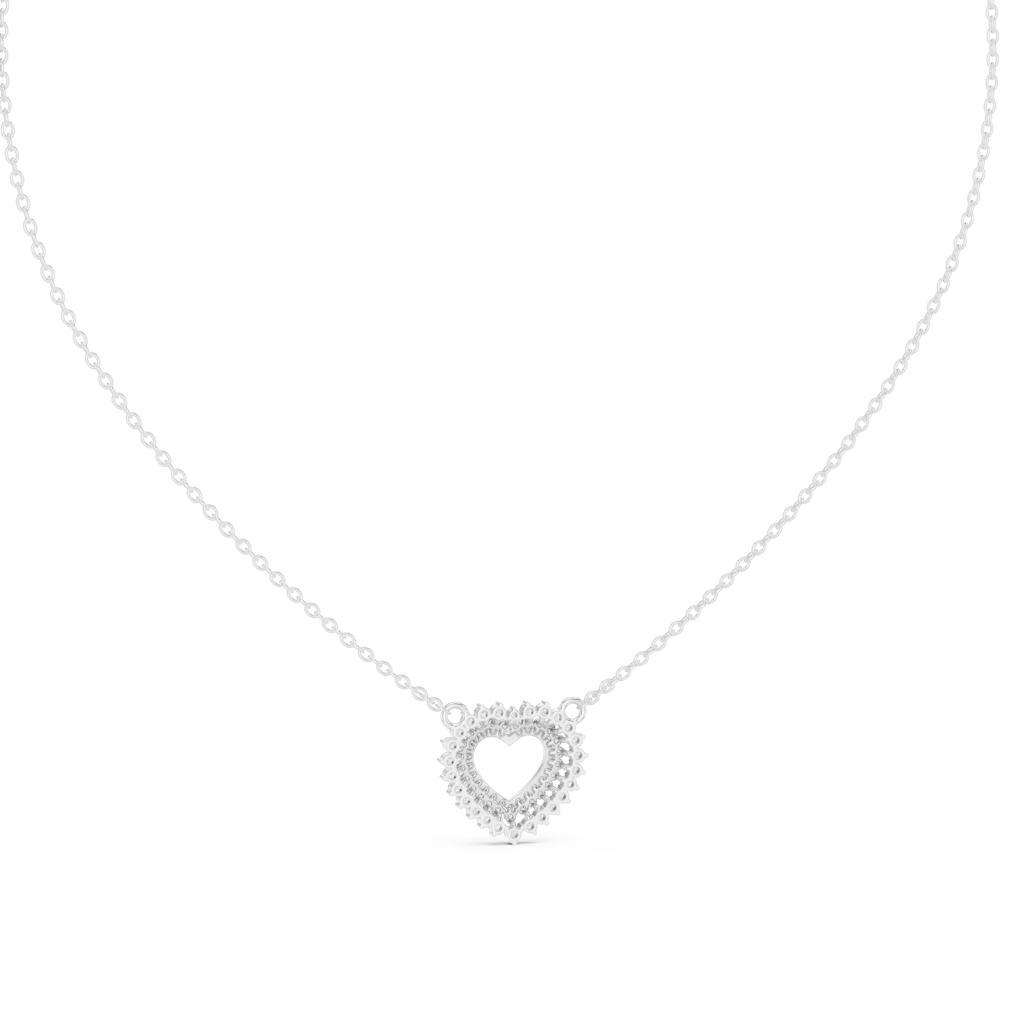 Double Row Lab Grown Diamond Open Heart Pendant