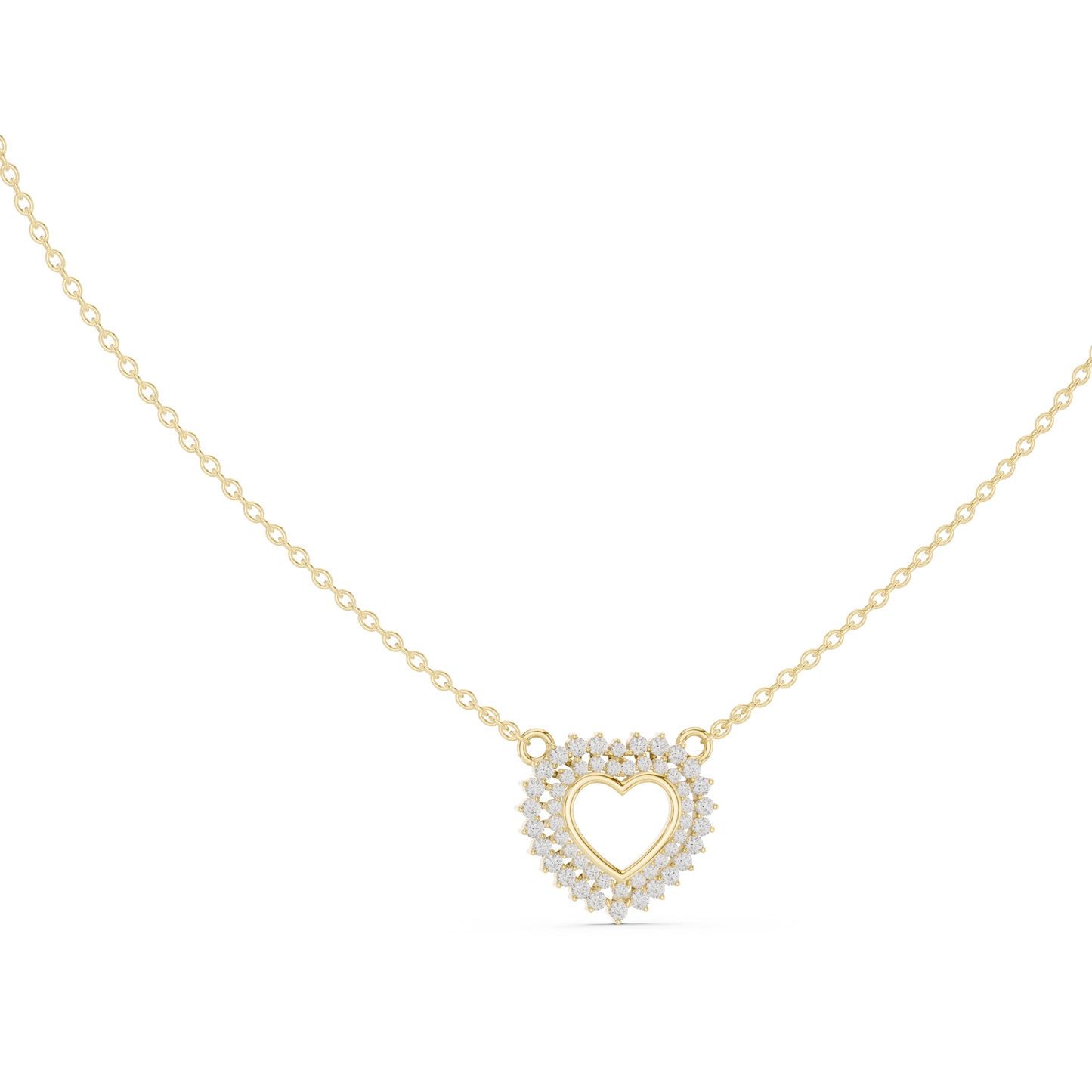 Double Row Lab Grown Diamond Open Heart Pendant