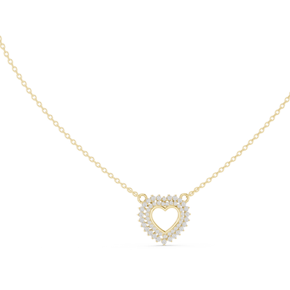 Double Row Lab Grown Diamond Open Heart Pendant