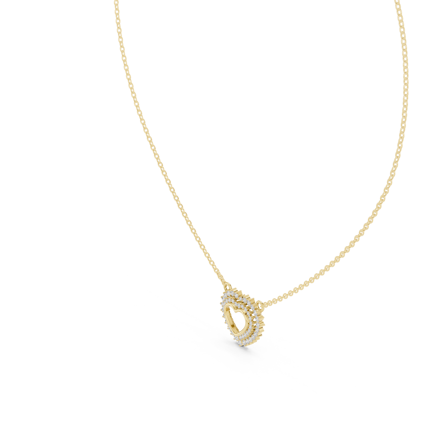 Double Row Lab Grown Diamond Open Heart Pendant