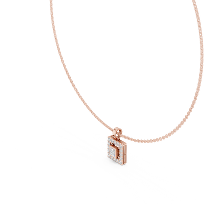 Princess Cut Lab Grown Diamond Square Halo Pendant