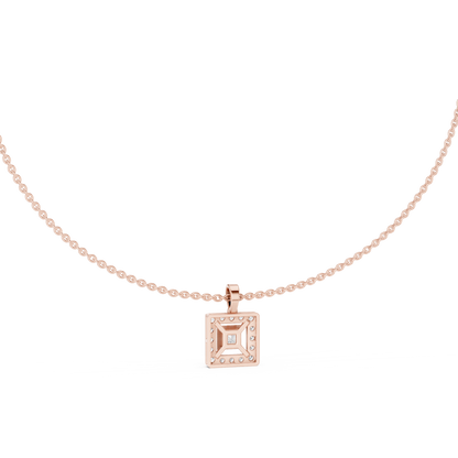 Princess Cut Lab Grown Diamond Square Halo Pendant