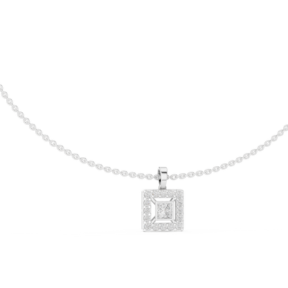 Princess Cut Lab Grown Diamond Square Halo Pendant