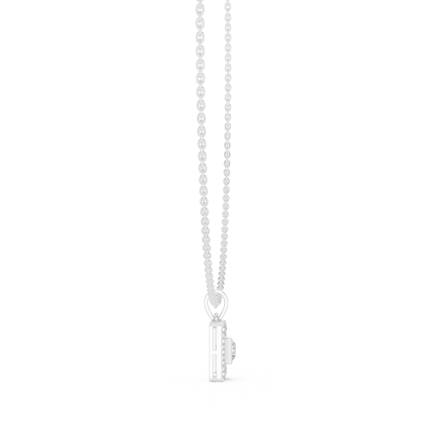 Princess Cut Lab Grown Diamond Square Halo Pendant
