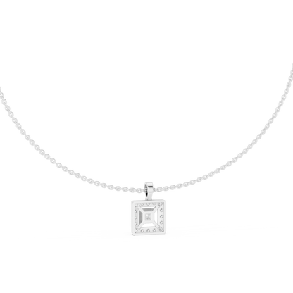 Princess Cut Lab Grown Diamond Square Halo Pendant