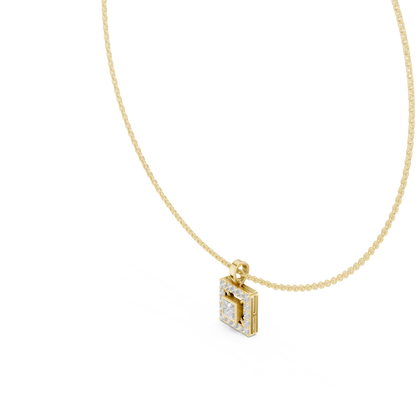 Princess Cut Lab Grown Diamond Square Halo Pendant