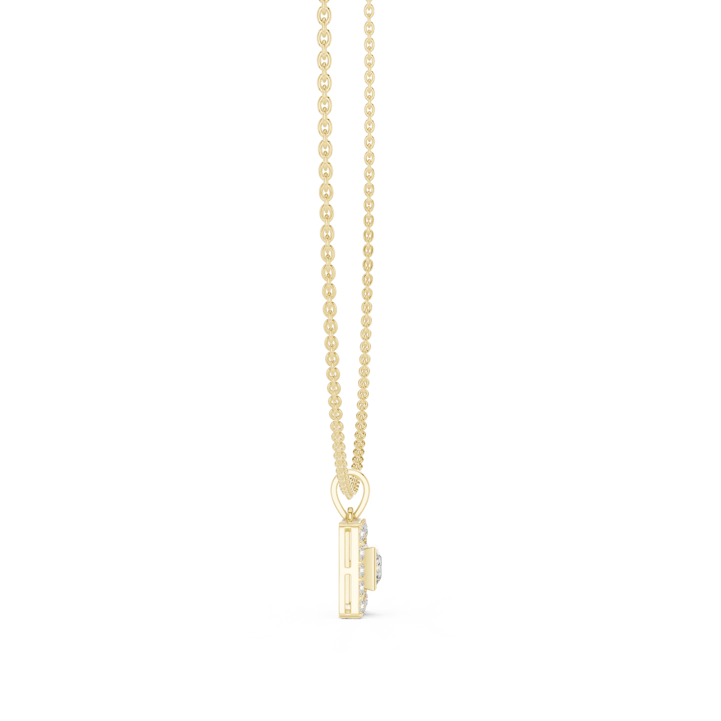 Princess Cut Lab Grown Diamond Square Halo Pendant