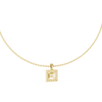 Princess Cut Lab Grown Diamond Square Halo Pendant