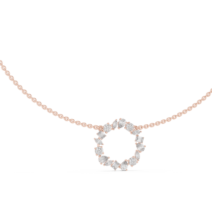 Multi Shape Lab Grown Diamond Cluster Circle Pendant