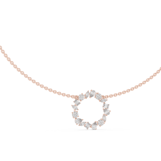 Multi Shape Lab Grown Diamond Cluster Circle Pendant