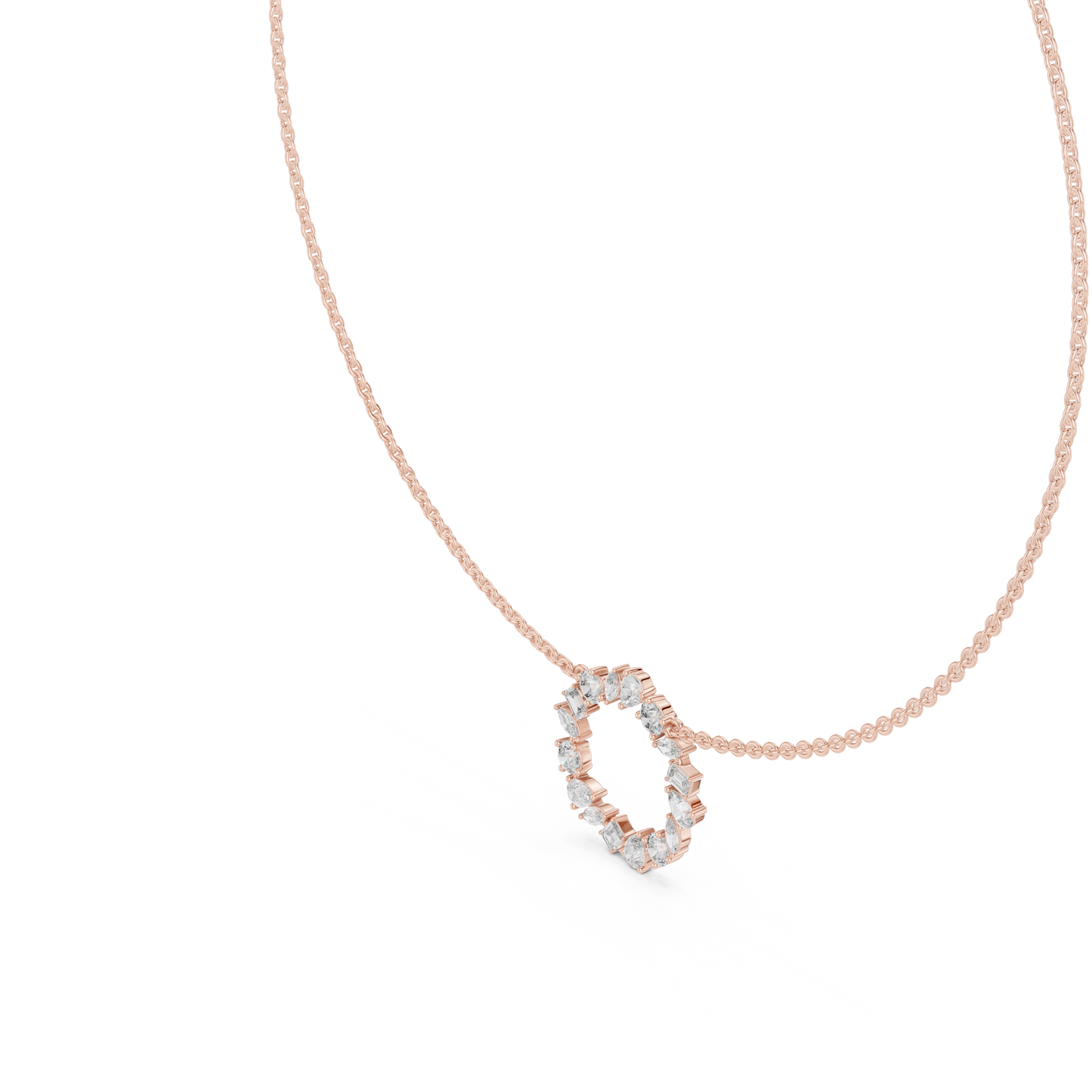Multi Shape Lab Grown Diamond Cluster Circle Pendant