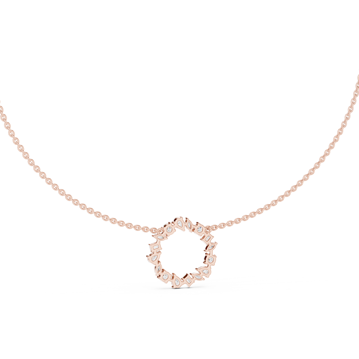 Multi Shape Lab Grown Diamond Cluster Circle Pendant