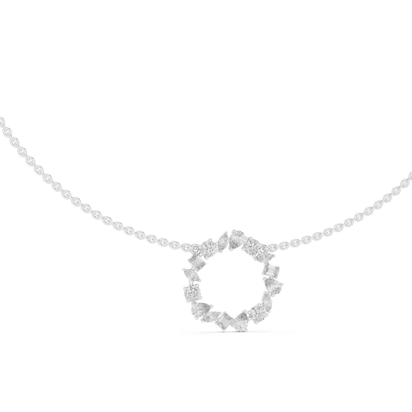 Multi Shape Lab Grown Diamond Cluster Circle Pendant