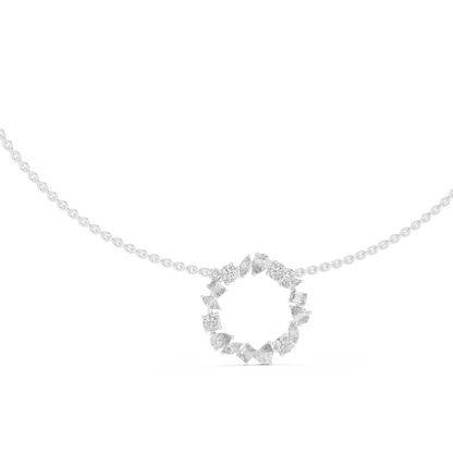 Multi Shape Lab Grown Diamond Cluster Circle Pendant