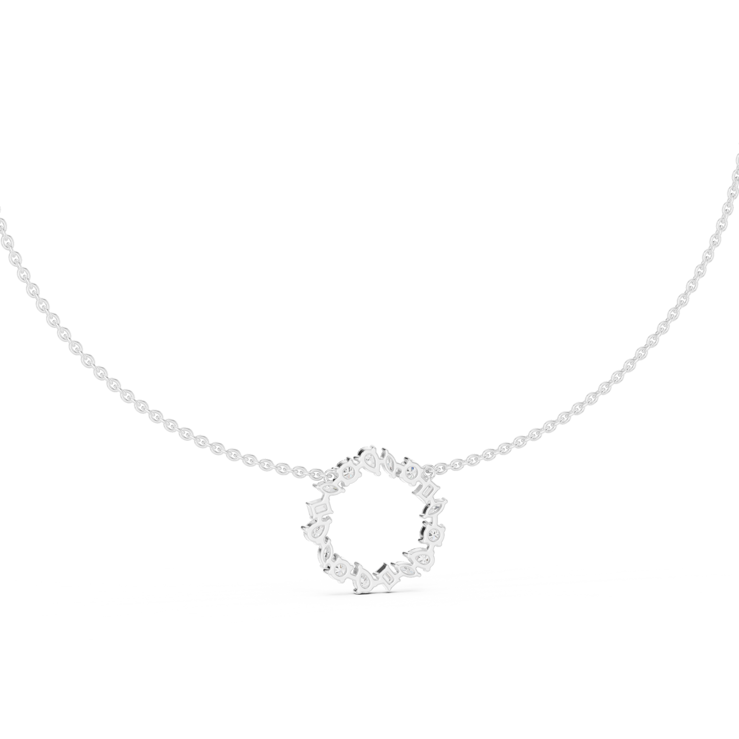 Multi Shape Lab Grown Diamond Cluster Circle Pendant
