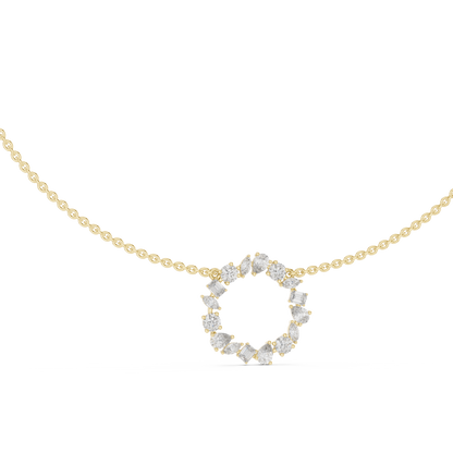 Multi Shape Lab Grown Diamond Cluster Circle Pendant