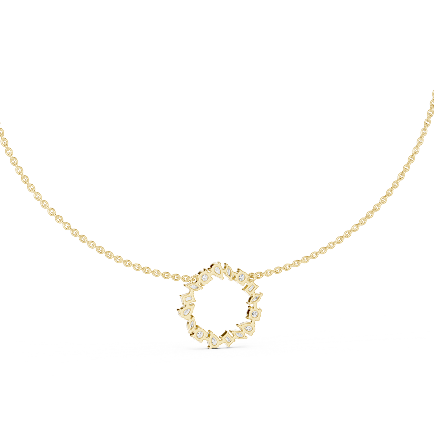 Multi Shape Lab Grown Diamond Cluster Circle Pendant