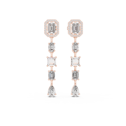 Multi Shape Lab Grown Diamond Linear Drop Earrings