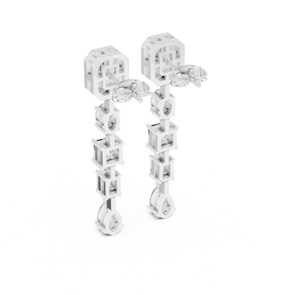 Multi Shape Lab Grown Diamond Linear Drop Earrings