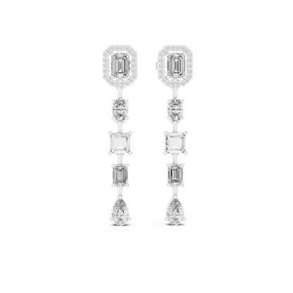 Multi Shape Lab Grown Diamond Linear Drop Earrings