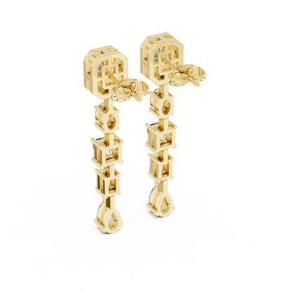 Multi Shape Lab Grown Diamond Linear Drop Earrings