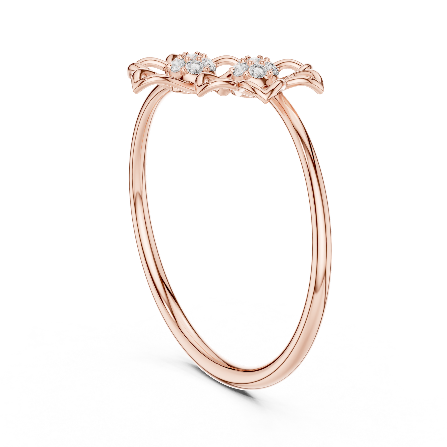 14k Rose Gold Two Blossom Cluster Lab Grown Diamond Ring