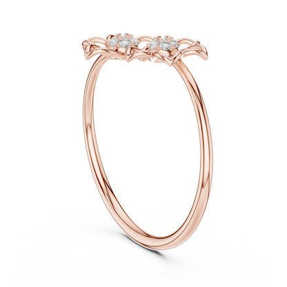 14k Rose Gold Two Blossom Cluster Lab Grown Diamond Ring