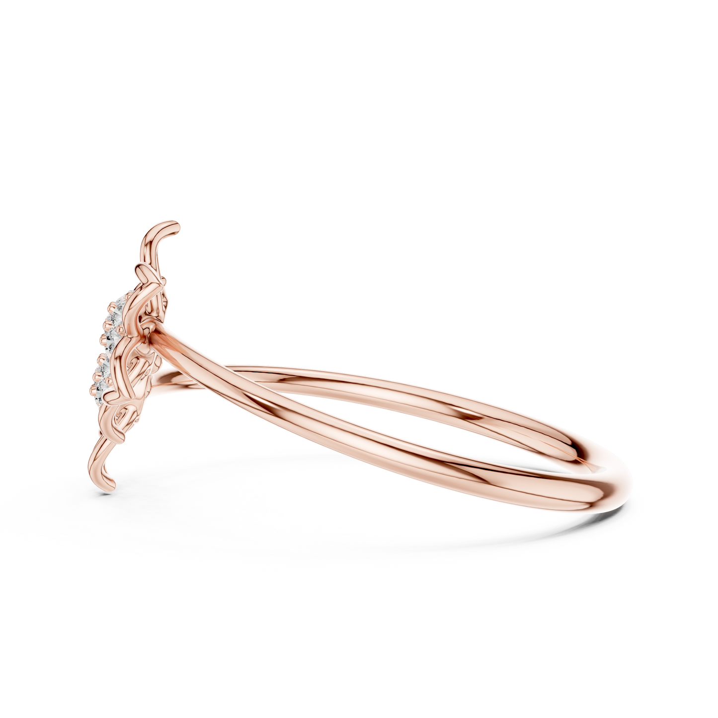 14k Rose Gold Two Blossom Cluster Lab Grown Diamond Ring