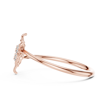 14k Rose Gold Two Blossom Cluster Lab Grown Diamond Ring