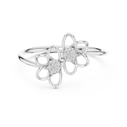 14k Rose Gold Two Blossom Cluster Lab Grown Diamond Ring
