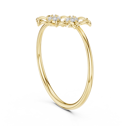 14k Rose Gold Two Blossom Cluster Lab Grown Diamond Ring