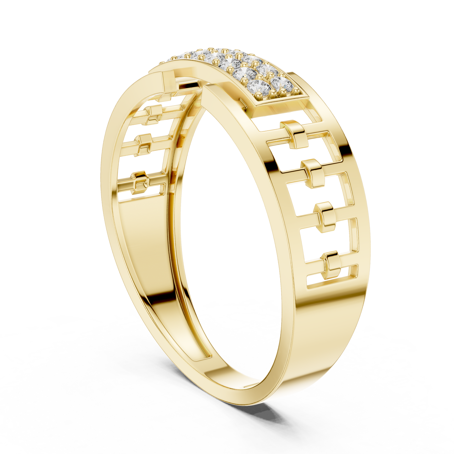 Lab Grown Diamond Geometric Ring in 14k Yellow Gold