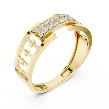 Lab Grown Diamond Geometric Ring in 14k Yellow Gold