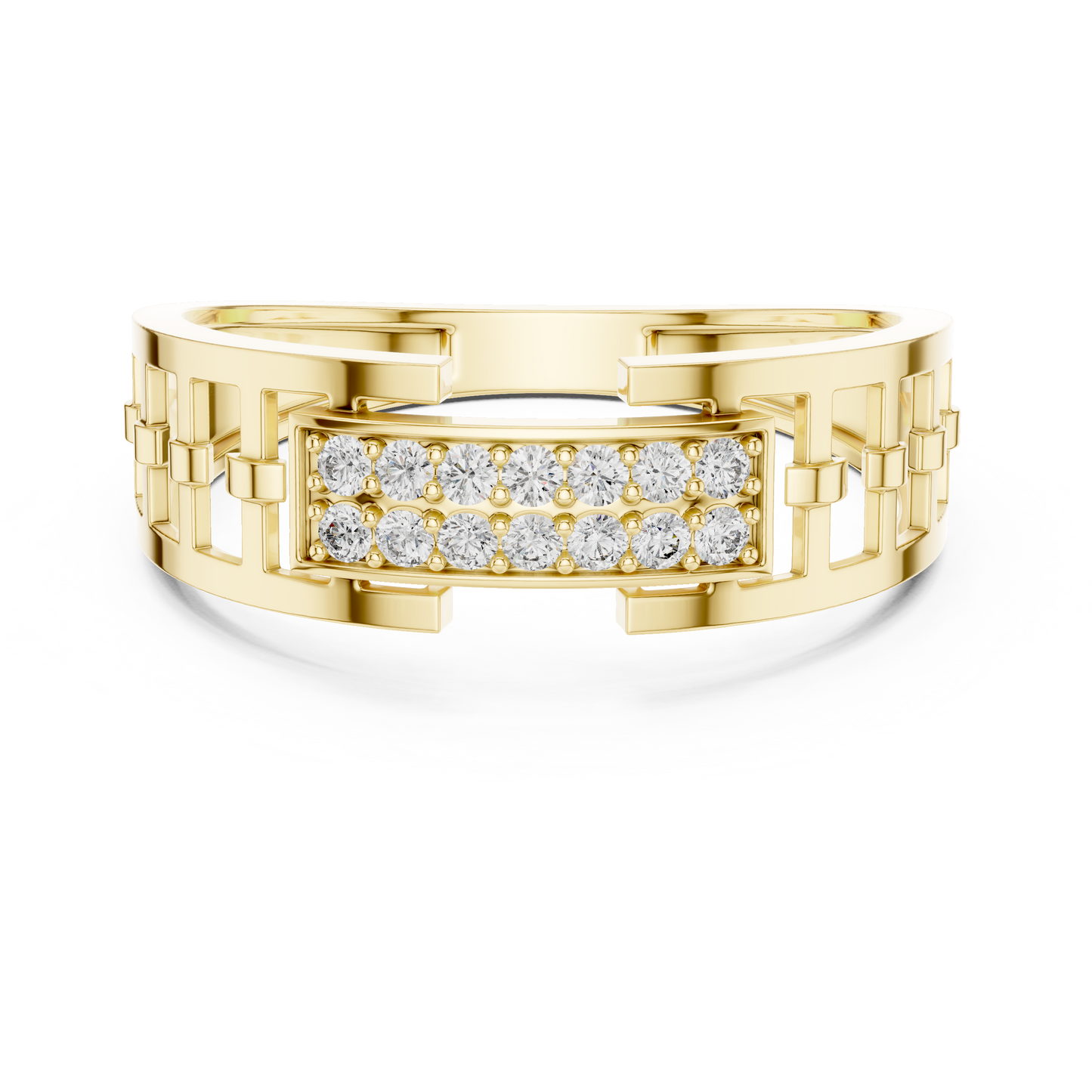 Lab Grown Diamond Geometric Ring in 14k Yellow Gold