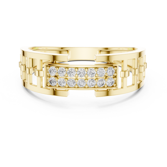 Lab Grown Diamond Geometric Ring in 14k Yellow Gold