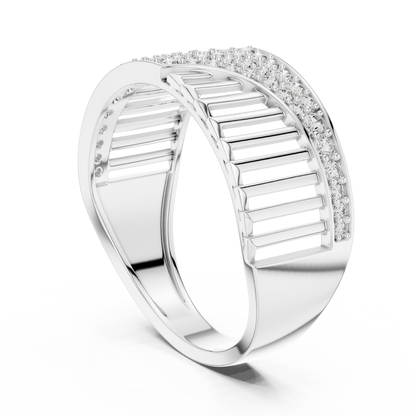 Round Cut Lab Grown Diamond Wave Ring in 14k Rose Gold