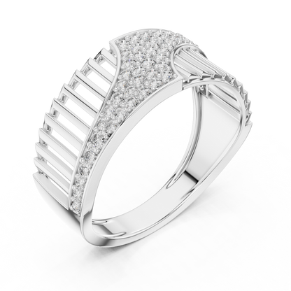Round Cut Lab Grown Diamond Wave Ring in 14k Rose Gold