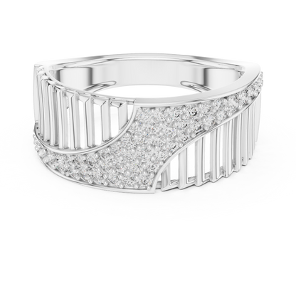 Round Cut Lab Grown Diamond Wave Ring in 14k Rose Gold