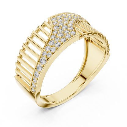 Round Cut Lab Grown Diamond Wave Ring in 14k Rose Gold