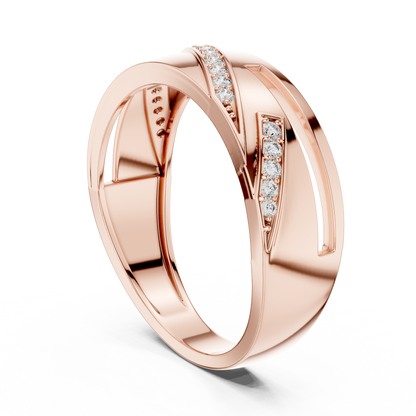 Round Cut Lab Grown Diamond Crossover Ring in 14k White Gold