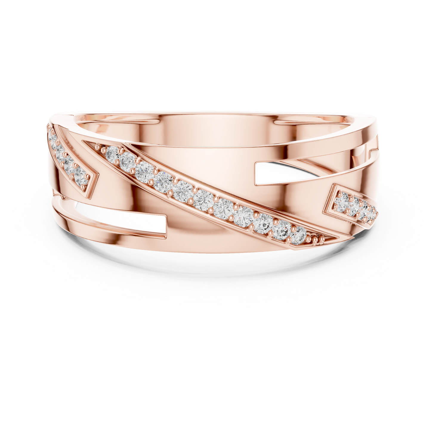 Round Cut Lab Grown Diamond Crossover Ring in 14k White Gold