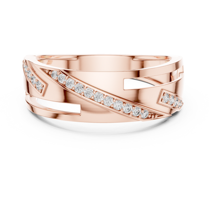 Round Cut Lab Grown Diamond Crossover Ring in 14k White Gold