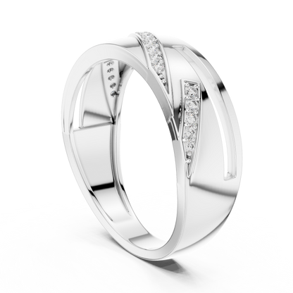 Round Cut Lab Grown Diamond Crossover Ring in 14k White Gold