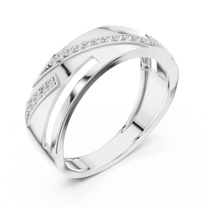 Round Cut Lab Grown Diamond Crossover Ring in 14k White Gold