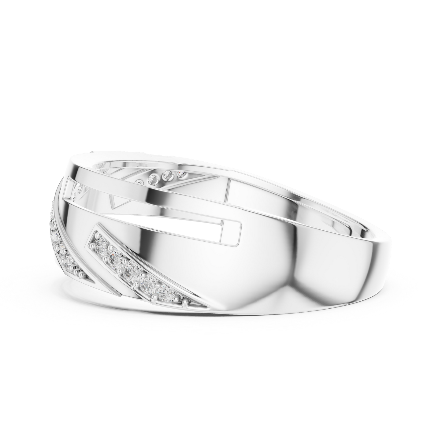 Round Cut Lab Grown Diamond Crossover Ring in 14k White Gold