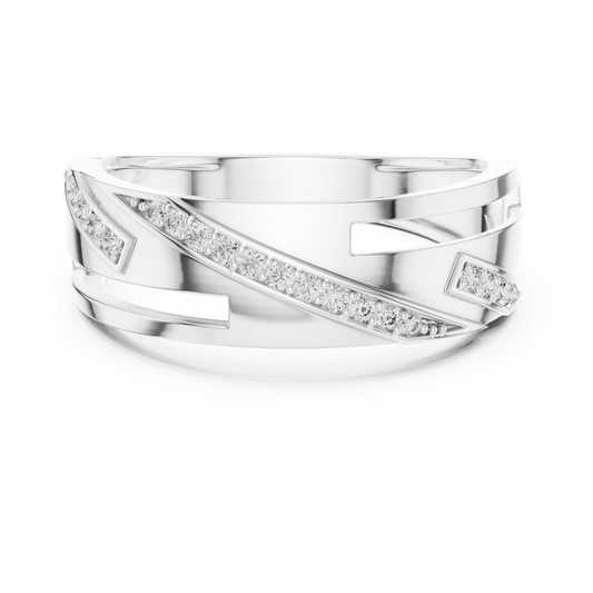 Round Cut Lab Grown Diamond Crossover Ring in 14k White Gold