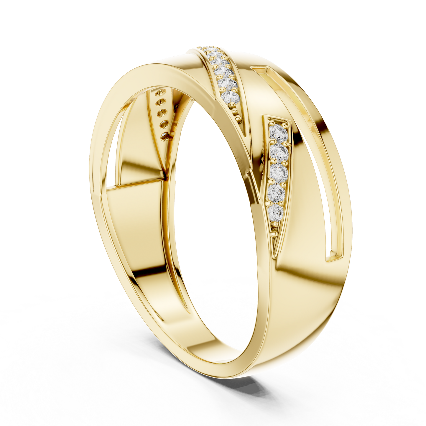 Round Cut Lab Grown Diamond Crossover Ring in 14k White Gold