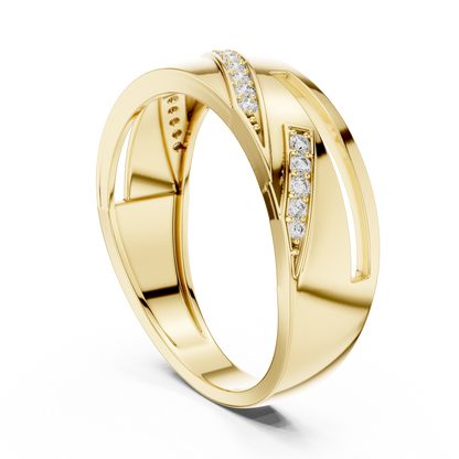 Round Cut Lab Grown Diamond Crossover Ring in 14k White Gold
