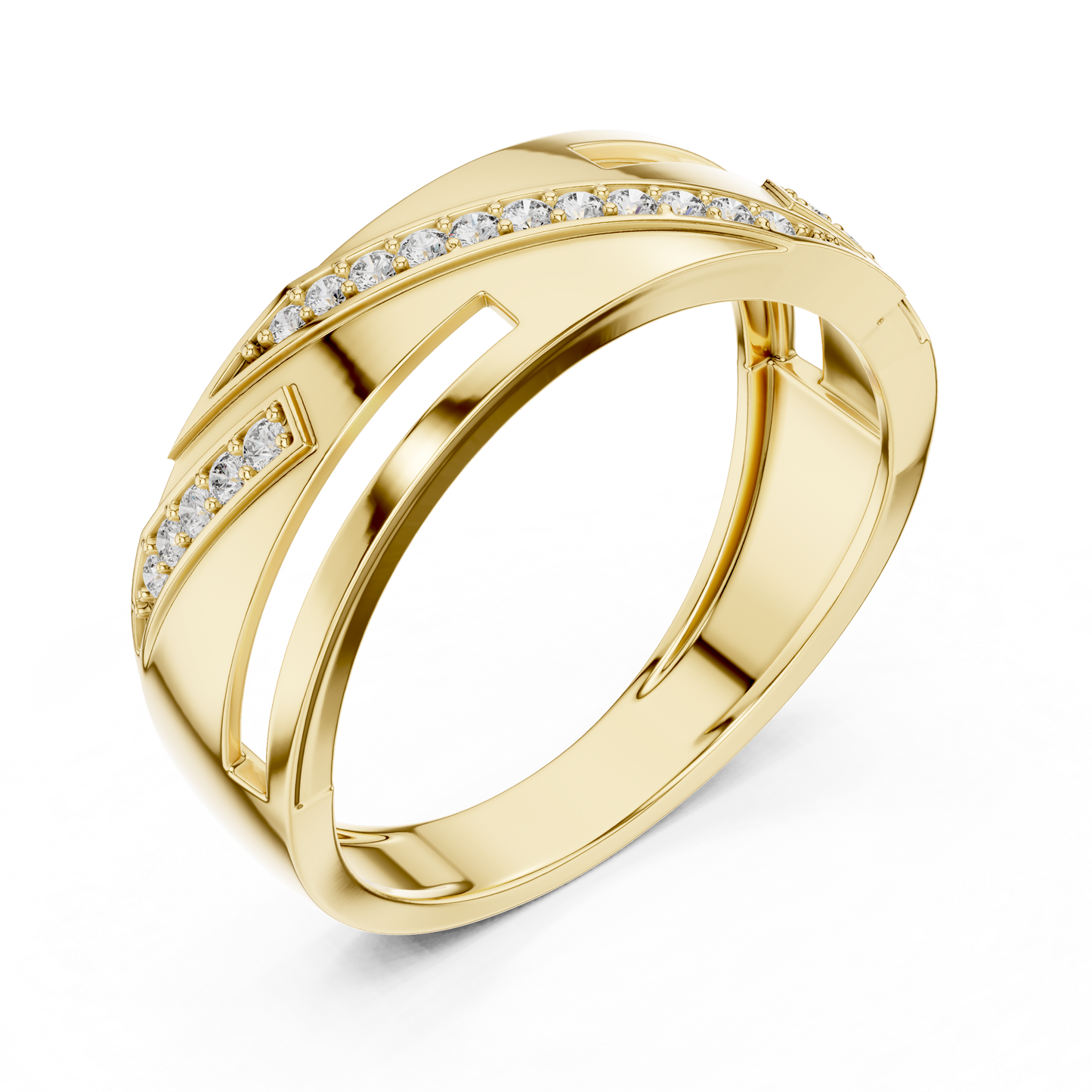 Round Cut Lab Grown Diamond Crossover Ring in 14k White Gold