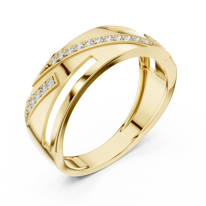 Round Cut Lab Grown Diamond Crossover Ring in 14k White Gold